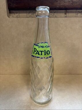 Pepsi Patio Clear Glass Bottle with Green and Blue Logo